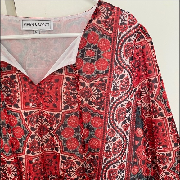 Piper & Scoot Red Boho Dress - Picture 4 of 4